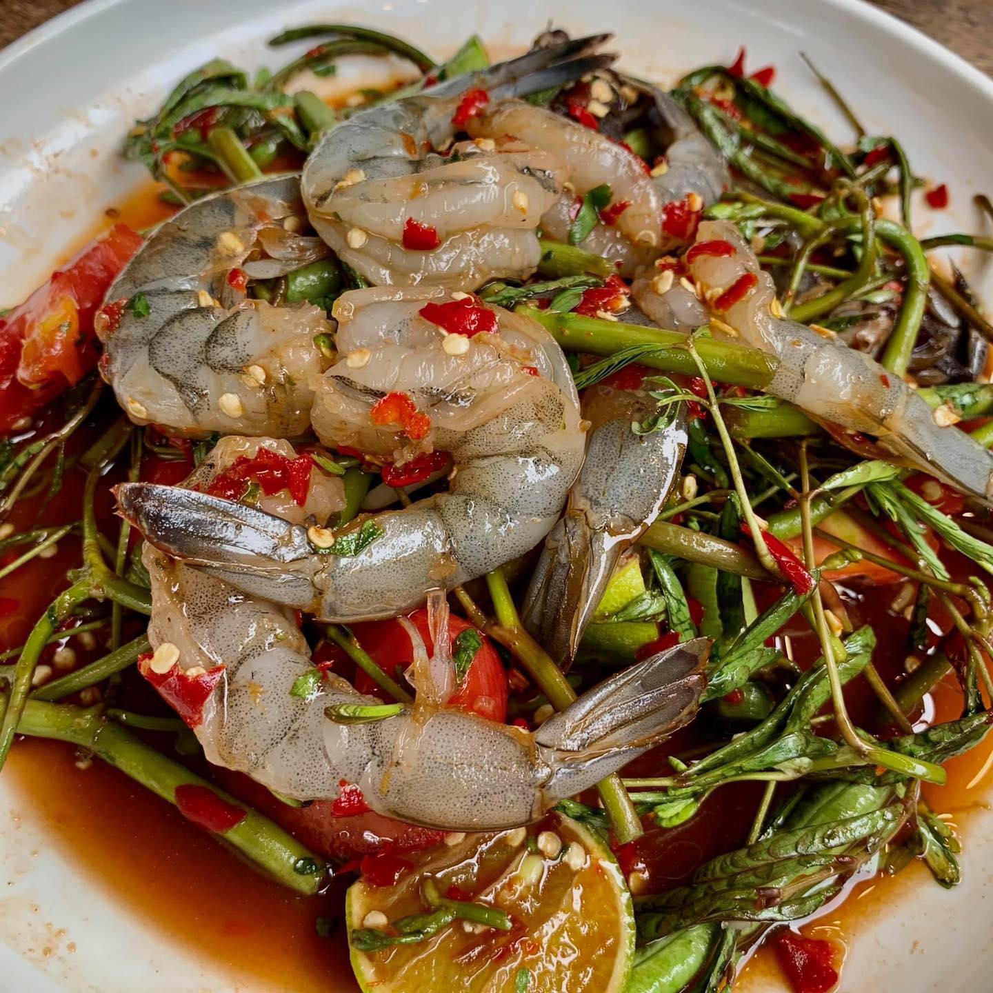 ตำกุ้งสด
